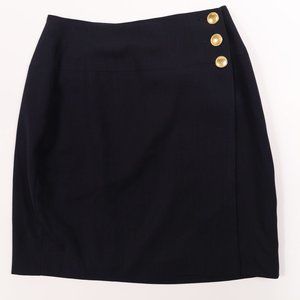 Ann Taylor Petites Wrap 100% Wool, Lined Skirt  Black	Size	4P